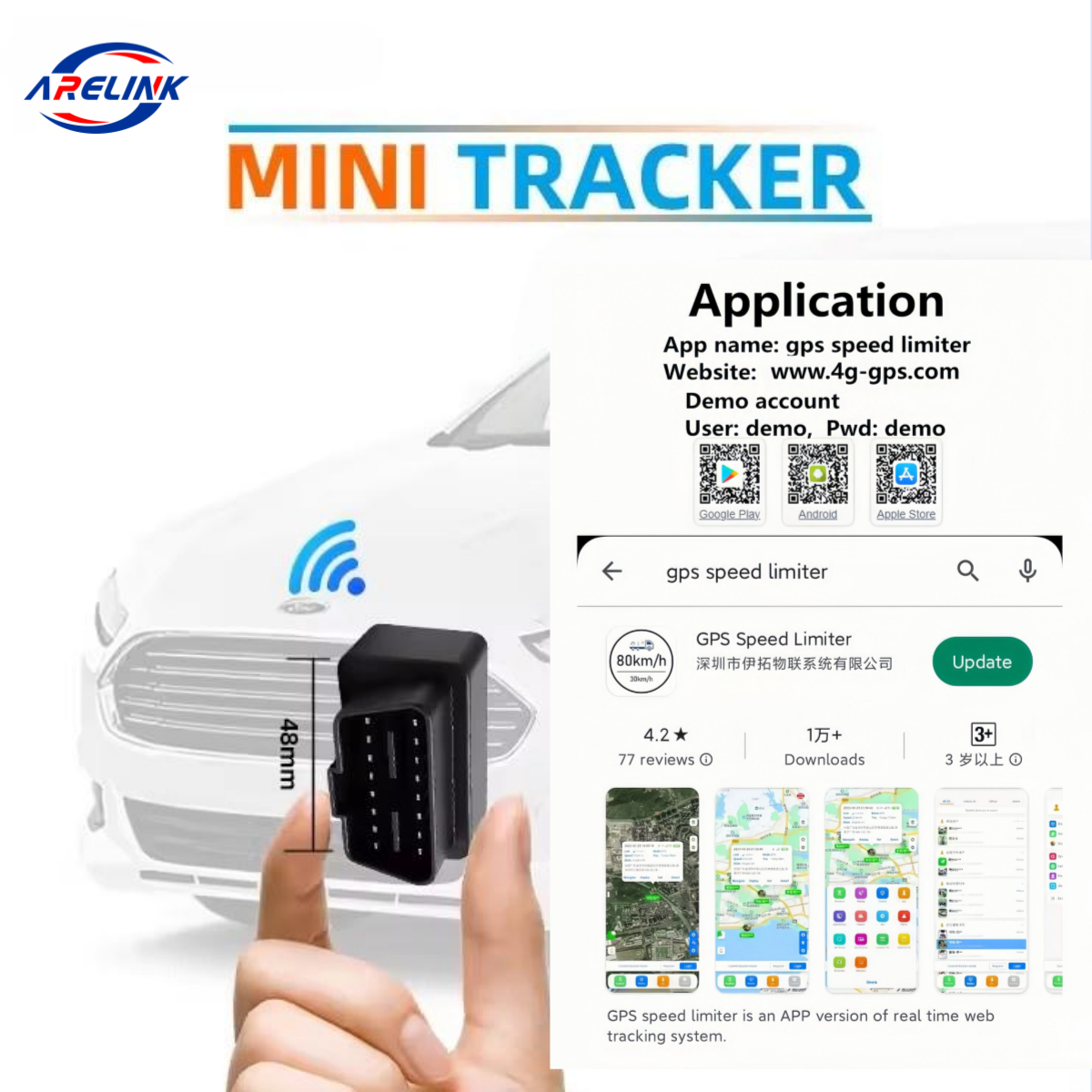 Plug-and-Play OBD Port GPS Tracker Realtime Car Waterproof Overspeed Alarm 4G/2G Network Google Track Playback PC GPS WIFI