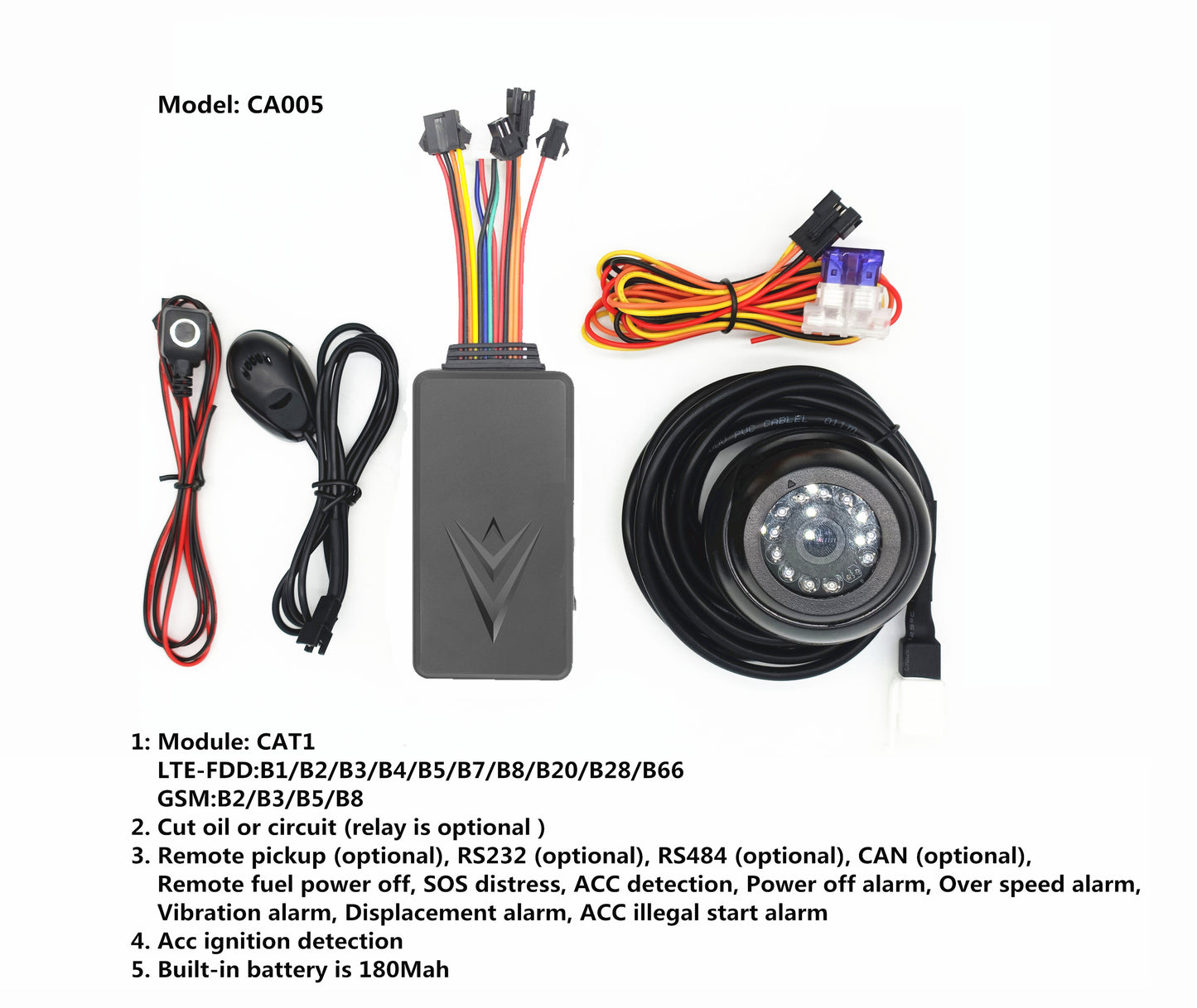 CA005 4G Car GPS Tracker with Glonass SOS/Vibration Alarm Waterproof Camera GPRS for Automotive Use-B&H Photo Video GPS